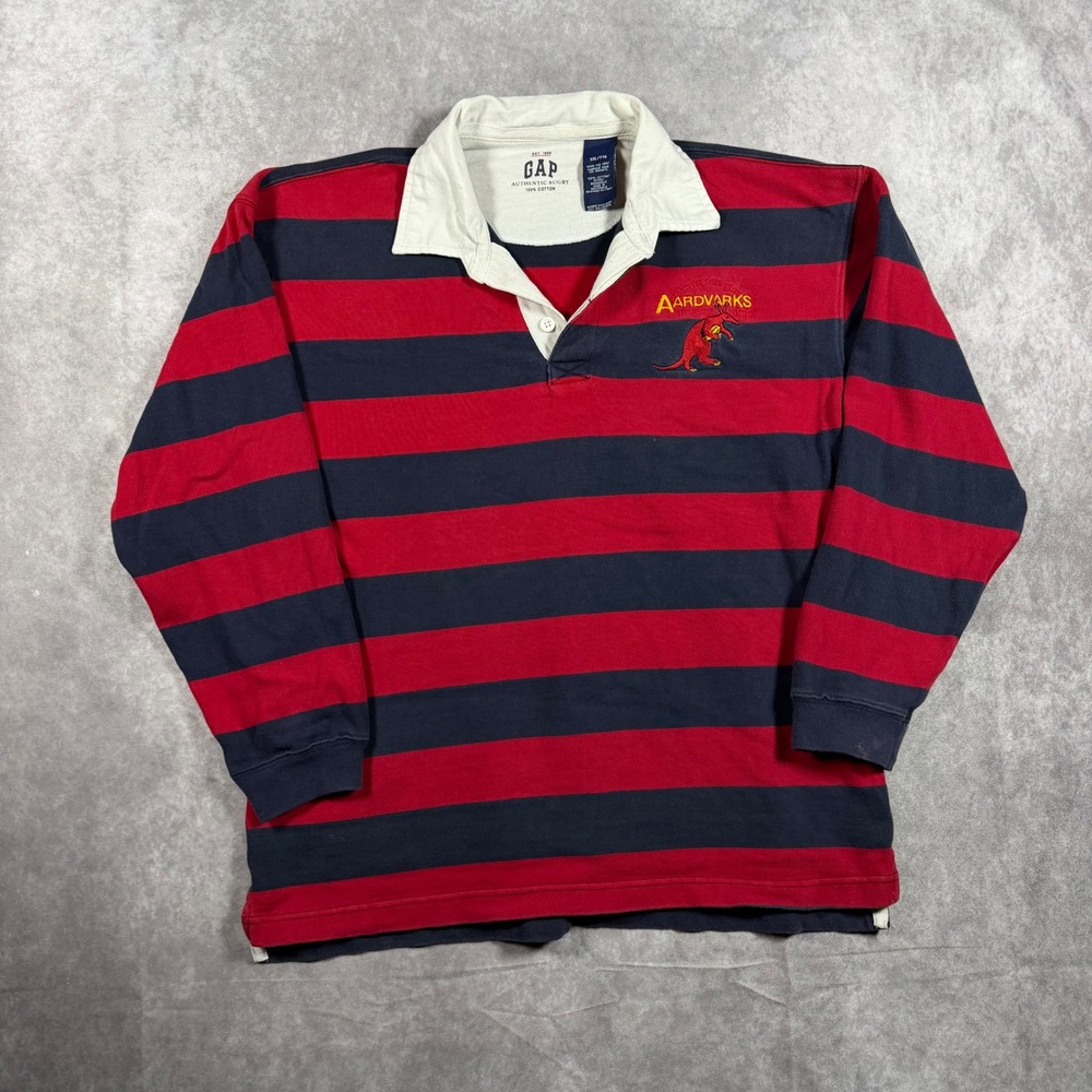 Gap Authentic Rugby Shirt Kids XXL Red Navy Striped Aardvarks Albuquerque 14-16
